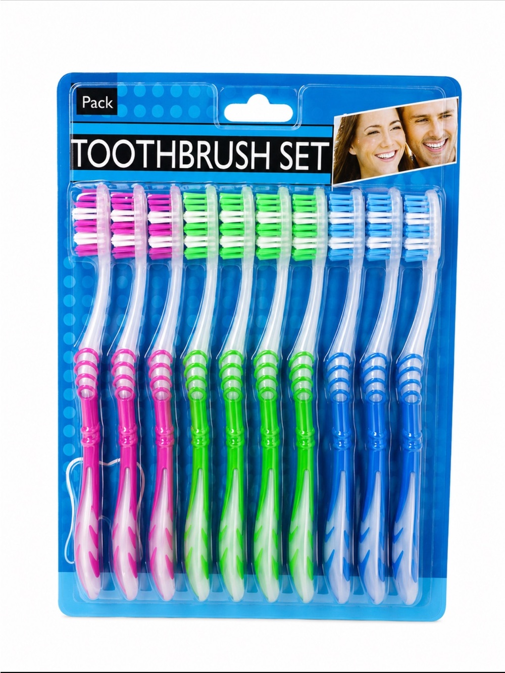 Multi-Color Toothbrush Pack — Pink, Green & Blue perfect for family